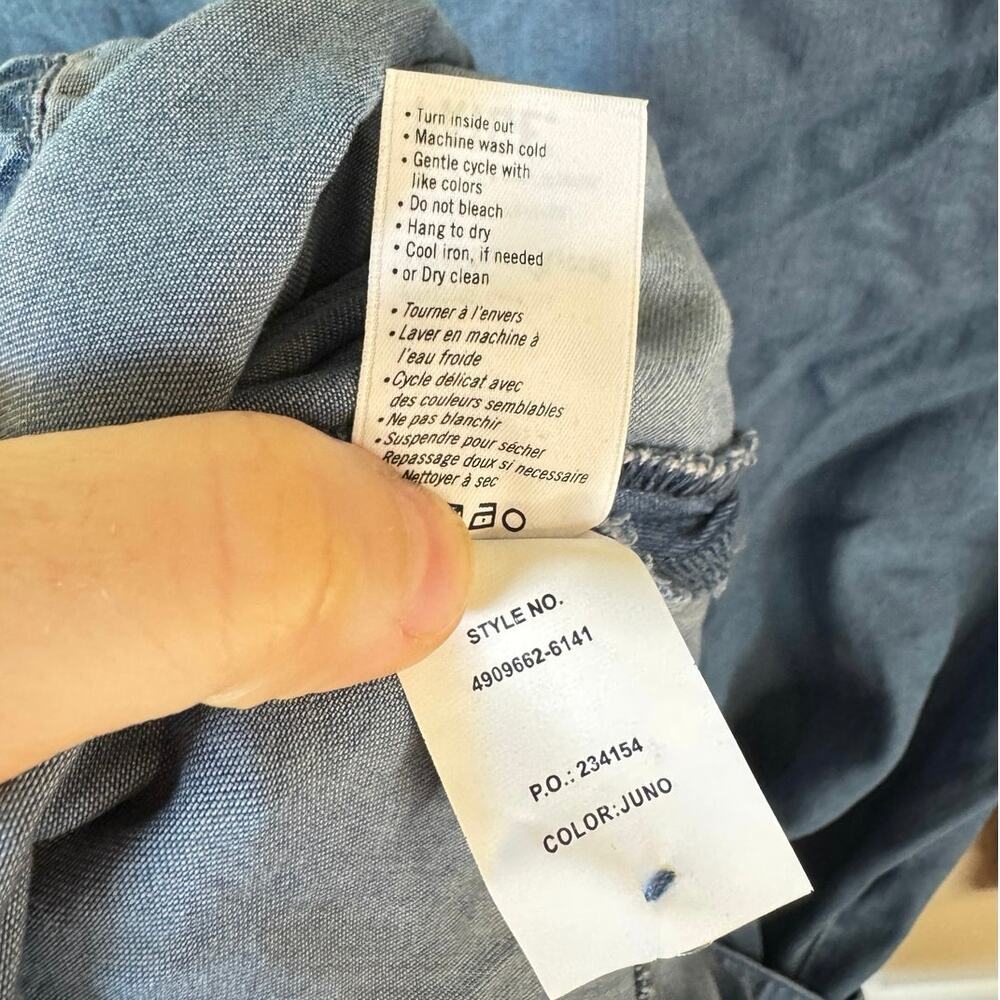 PAIGE NWOT Kendry Dress Juno Denim Chambray Size Small Long Sleeve Wrap Ruffles - Picture 10 of 11